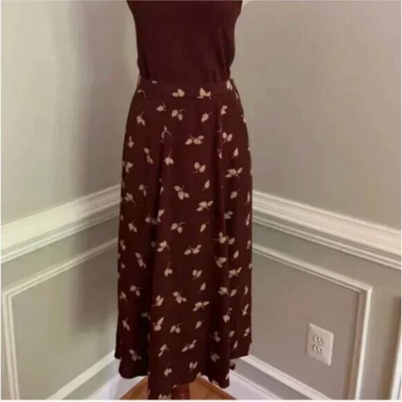 Liz Claiborne Vintage Leaf Print Maxi Skirt Small Petite - Picture 9 of 10